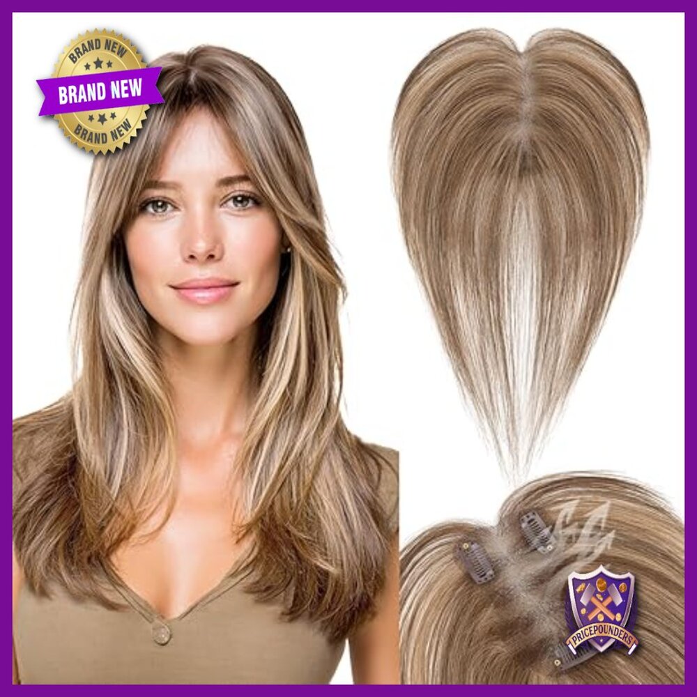Human Hair Topper with Bangs 11 Inch Clip-In Lightweight Hairpiece